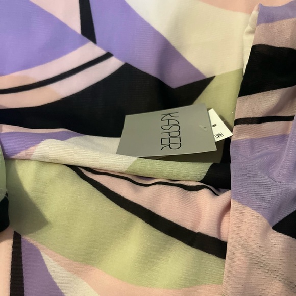 Kasper Tutu tunic geometric sheer sleeves Rare!! SZ: L NWT - Picture 14 of 15